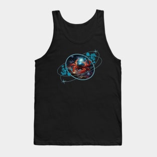 Galactic Crab, Alien Crab amidst Space Bubbles and Planetary Vibes Tank Top